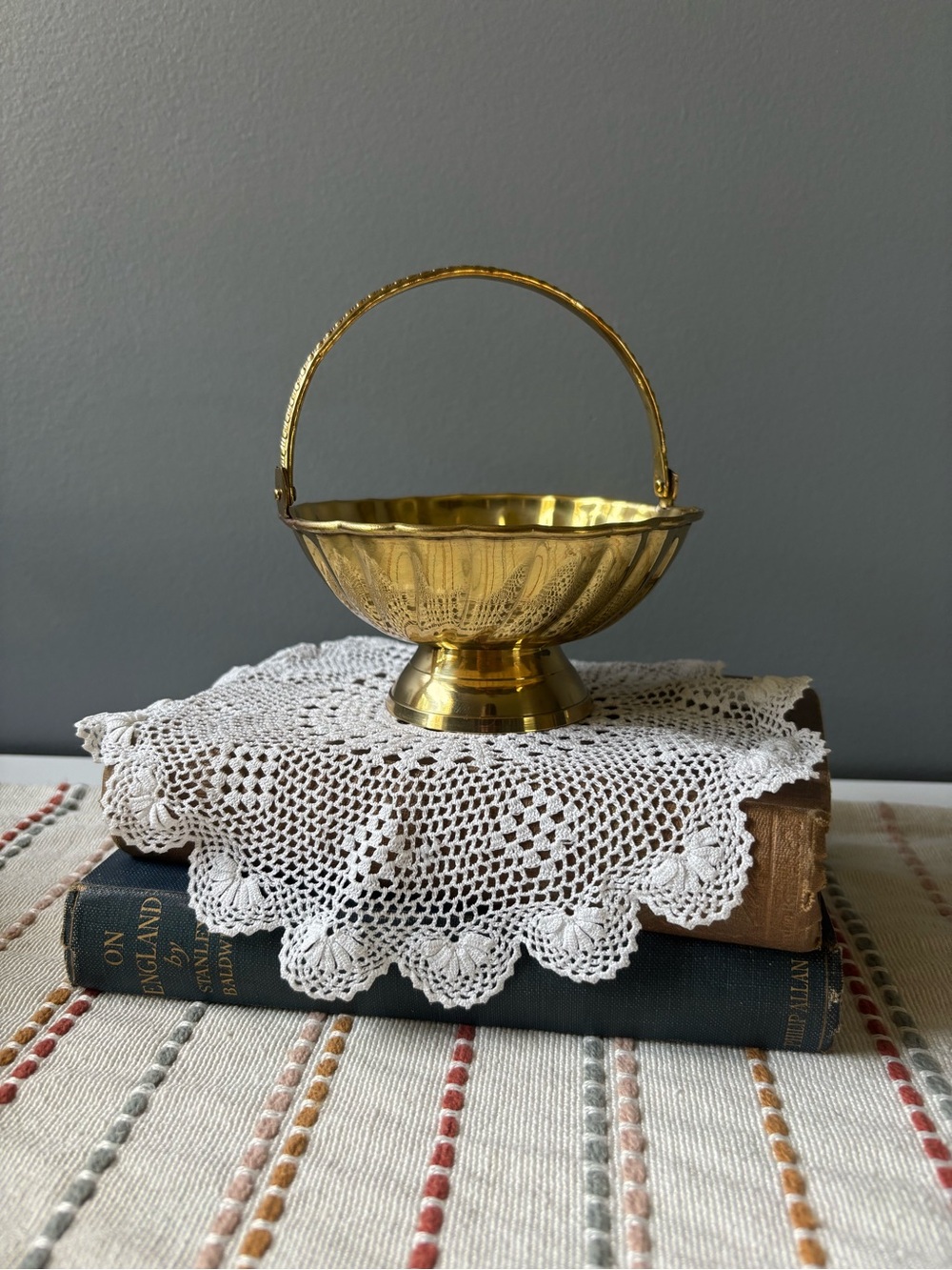 Vintage Brass Basket With Swinging Handle